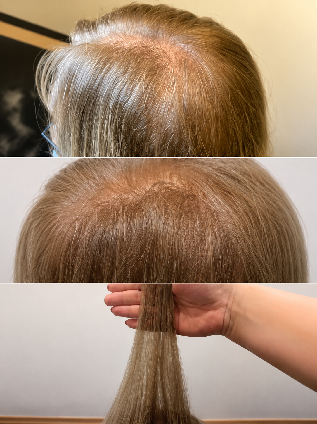 Efekt przed i po zagęszczeniu włosów metodą 4 Hair Plus